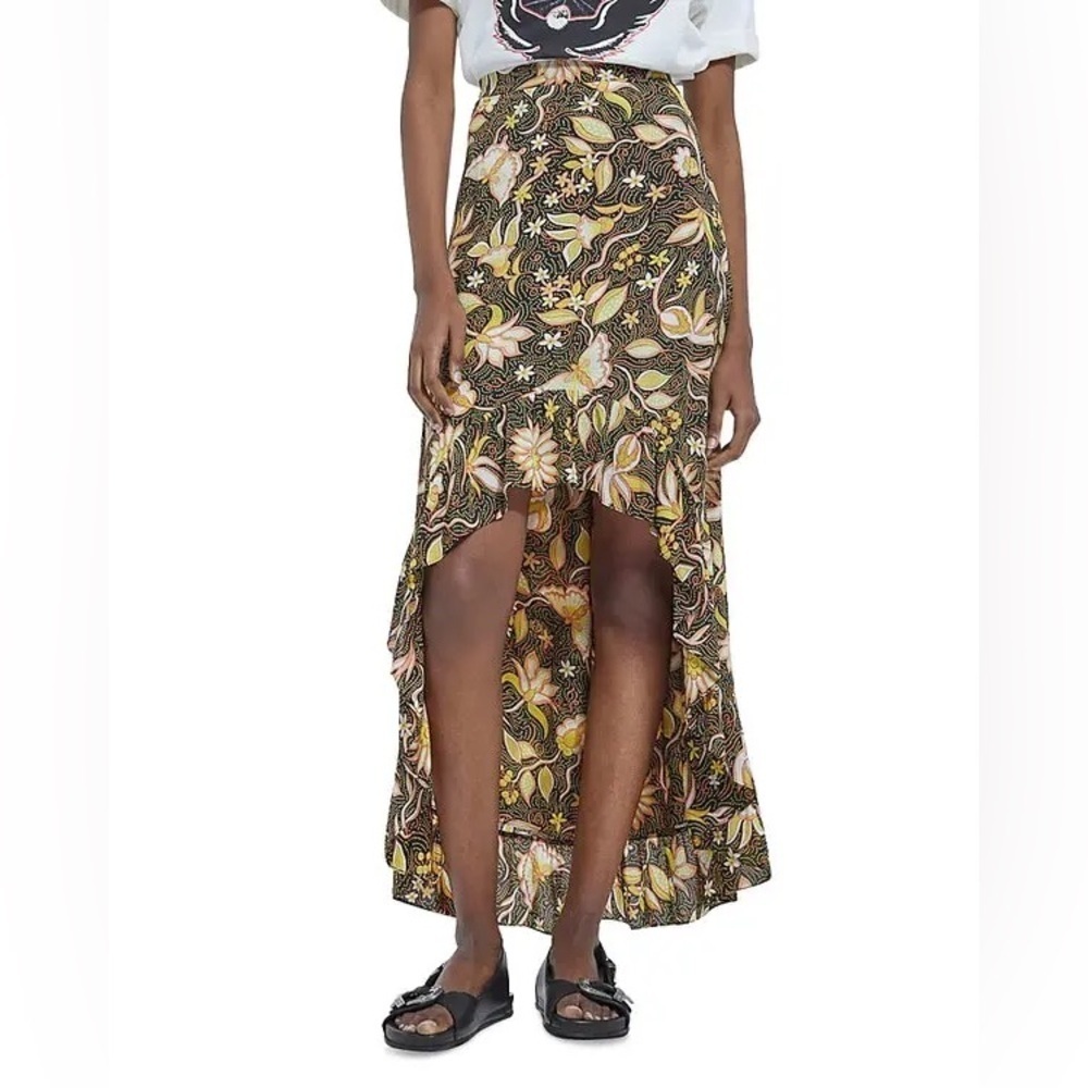 The KOOPLES Vintage Flowers Print High Low Skirt (111)